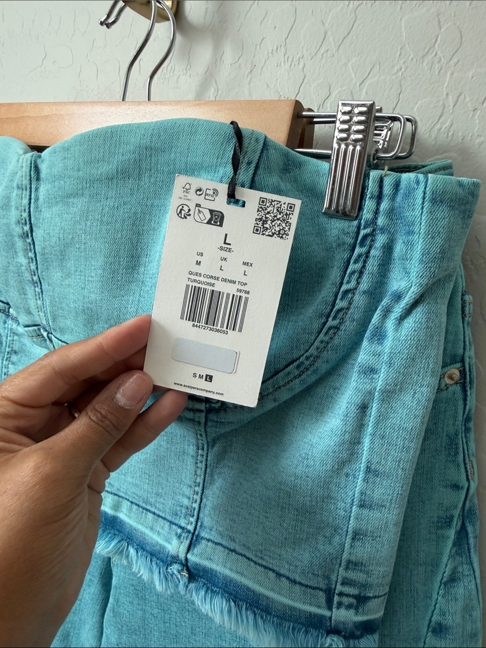 NWT Scalpers Culotte Ques Denim Matching Set Turquoise Wash size L - Picture 3 of 10